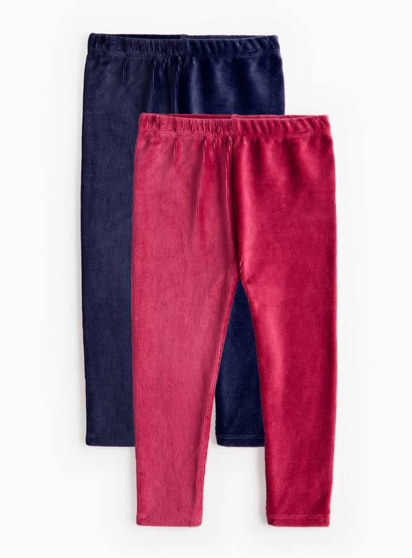 Pink & Navy Corduroy Leggings 2 Pack 3-4 years